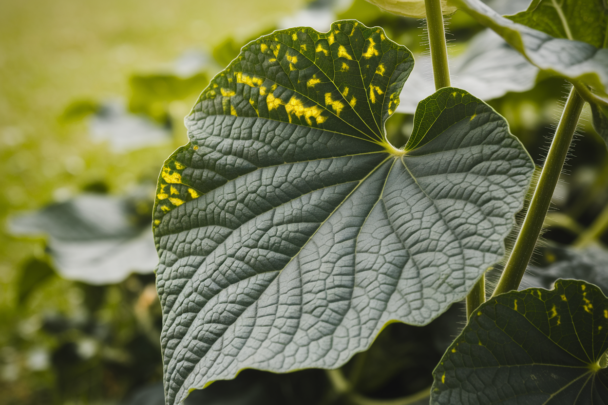 feuilles-concombre-taches-jaunes-gros-plan