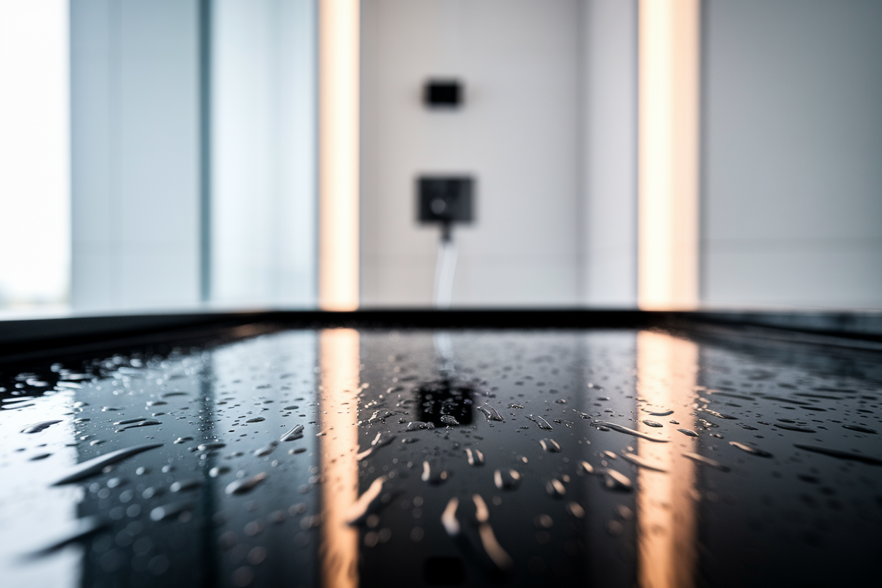 receveur-douche-noir-resine-gouttes