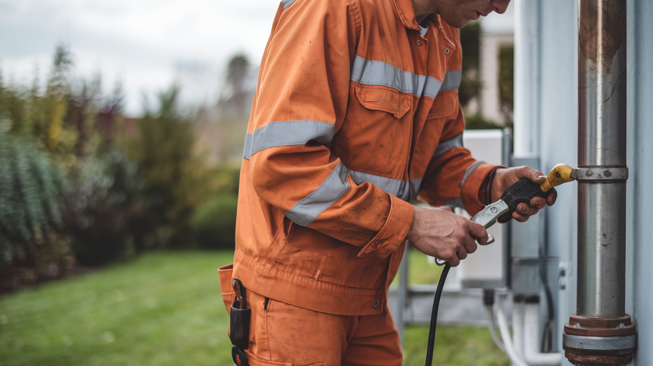 technicien-tenue-travail-canalisation-jardin