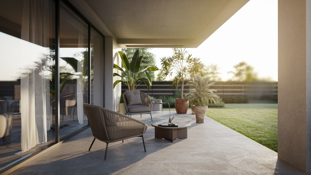 terrasse-beton-meubles-plantes-jardin
