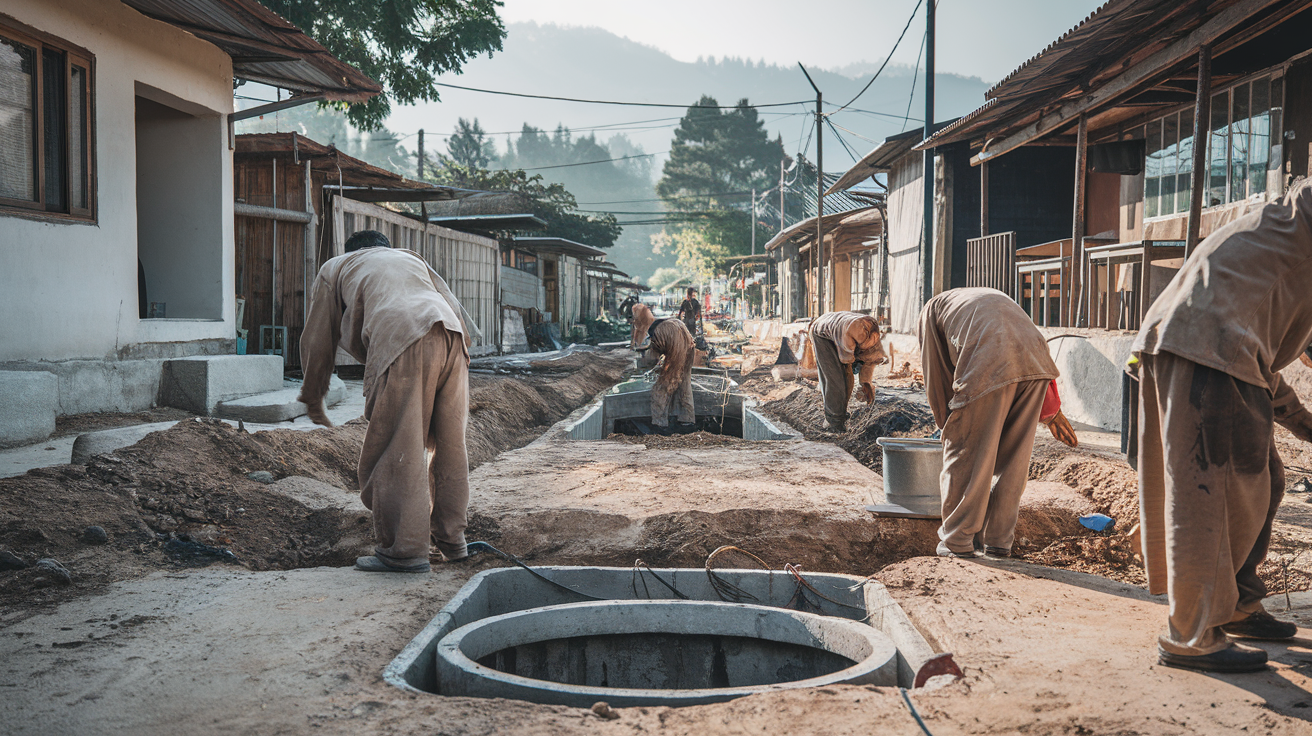 chantier-ouvriers-maisons-traditionnelles-arbres