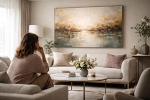 personne-salon-moderne-tableau-mobilier