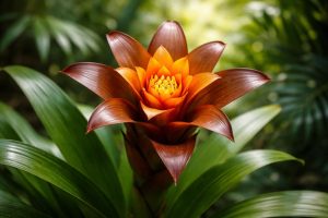 bromelia-petales-marron-jardin-tropical