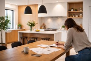 cuisine-moderne-table-bois-documents