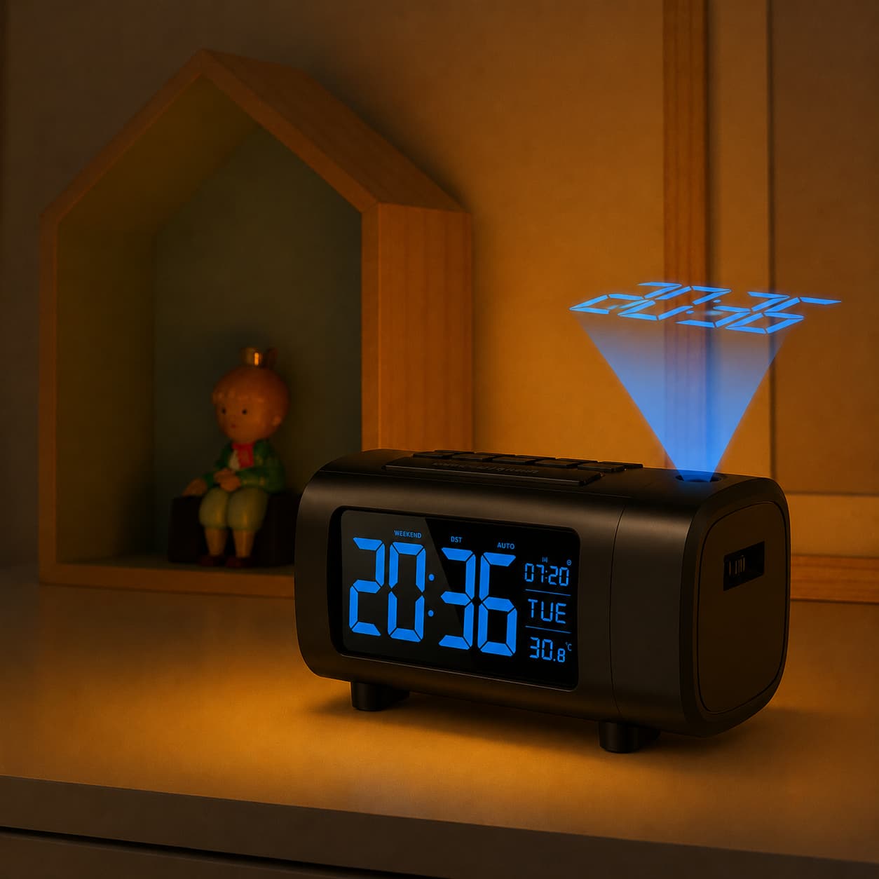 Réveil projecteur sur la table de chevet : l'objet qui transforme votre chambre