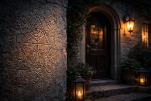 porte-entrée-symboles-mysterieux-crepuscule